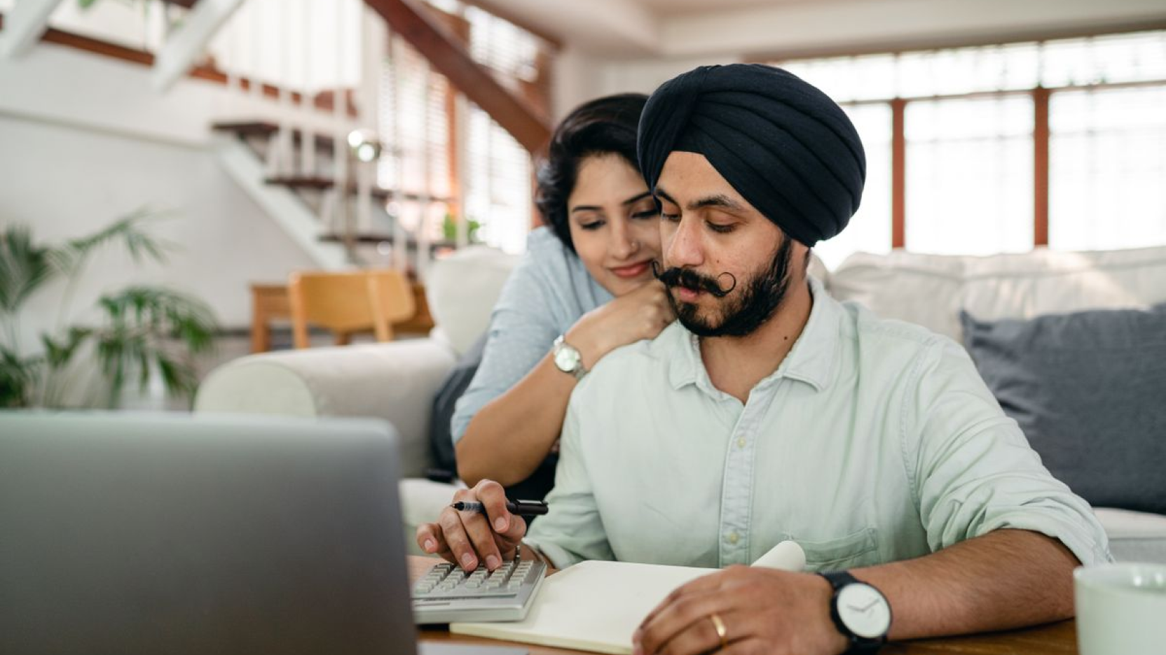 A couple planning their finances together