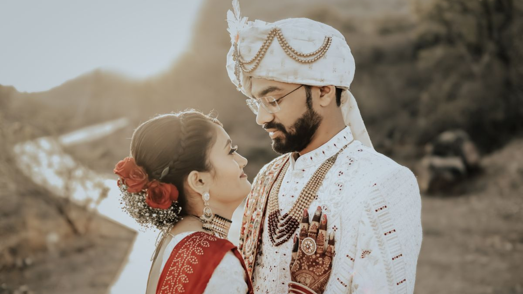 A couple celebrating together at a wedding
