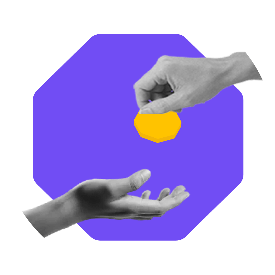 Hand exchanging gold coin